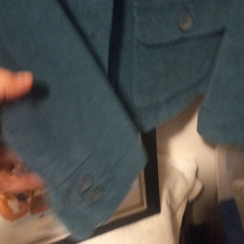 Talbots Teal Corduroy Button-Front Blazer - Picture 4 of 5